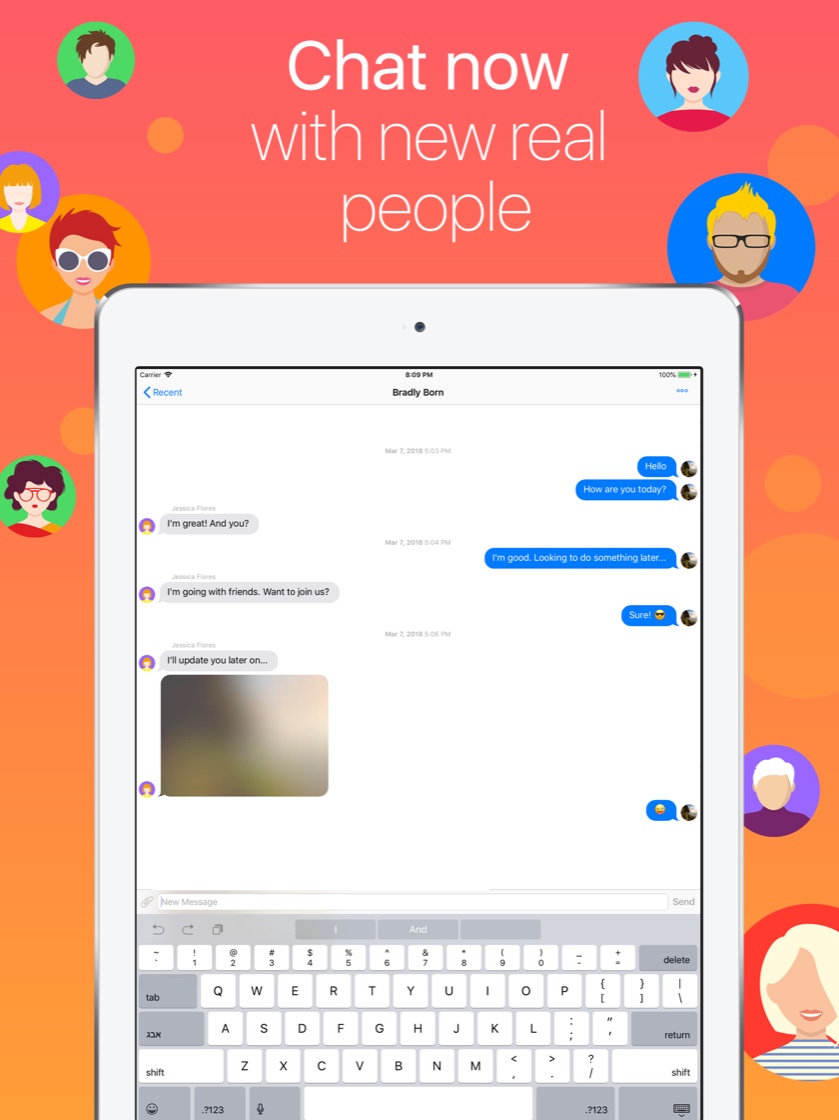 Anichat iPad private chat screen