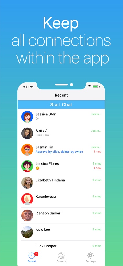 Anichat iPhone recent conversations screen